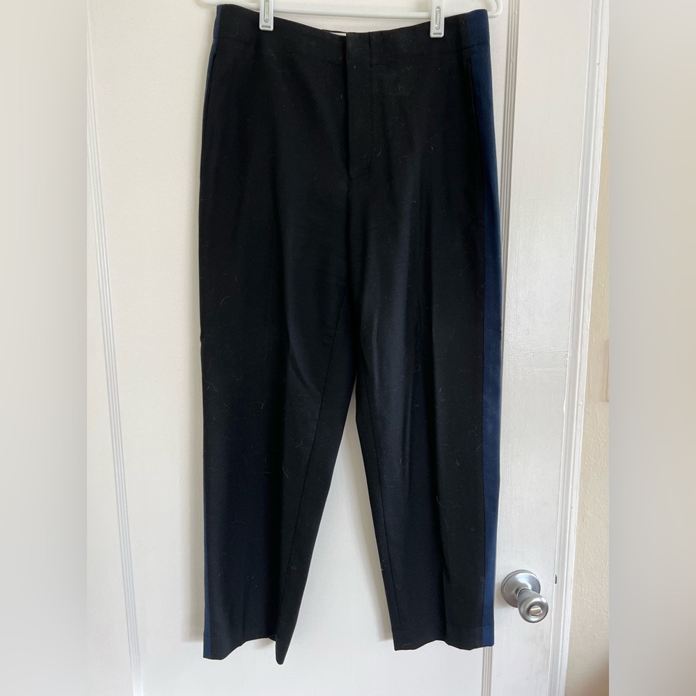 Club Monaco straight pants (black with navy side stripe)